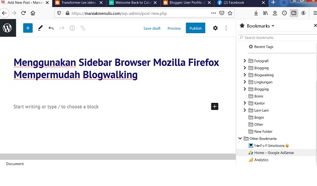 Menggunakan Sidebar Browser Mozilla Firefox Mempermudah Blogwalking