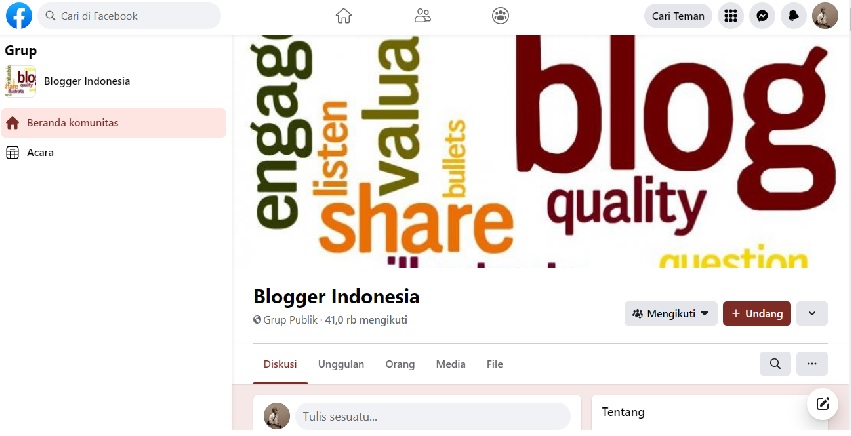Fungsi Komunitas Blogger Facebook Bukan Tempat Sebar Link